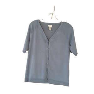 Jaclyn Smith Slate Blue V Neck Short Sleeved Cardigan Small